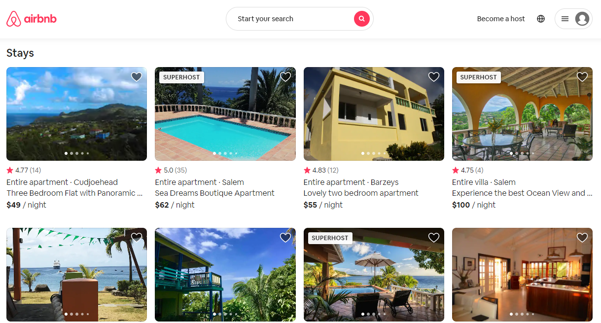 Screenshot of Airbnb Montserrat - listing