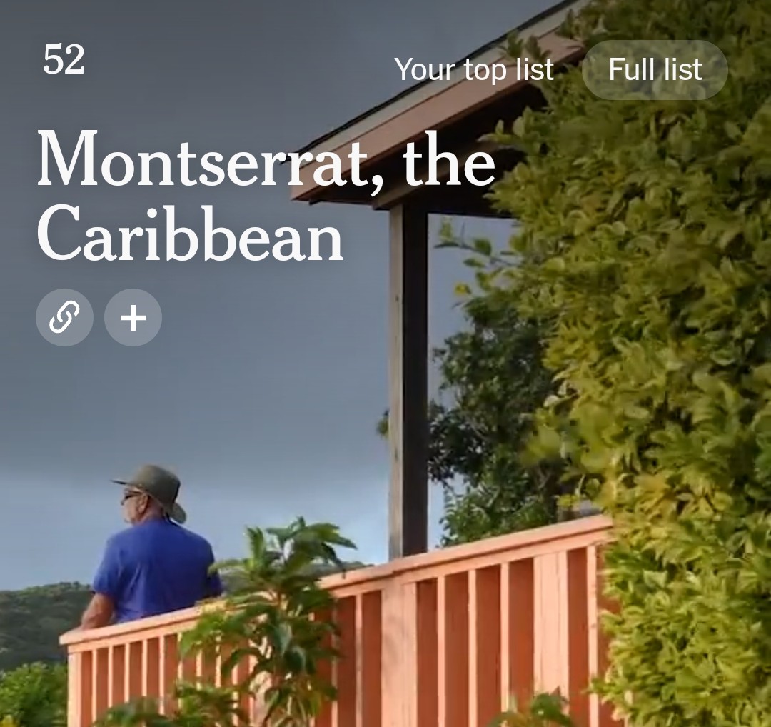 Montserrat Included in New York Times 52 Places to Visit in 2025