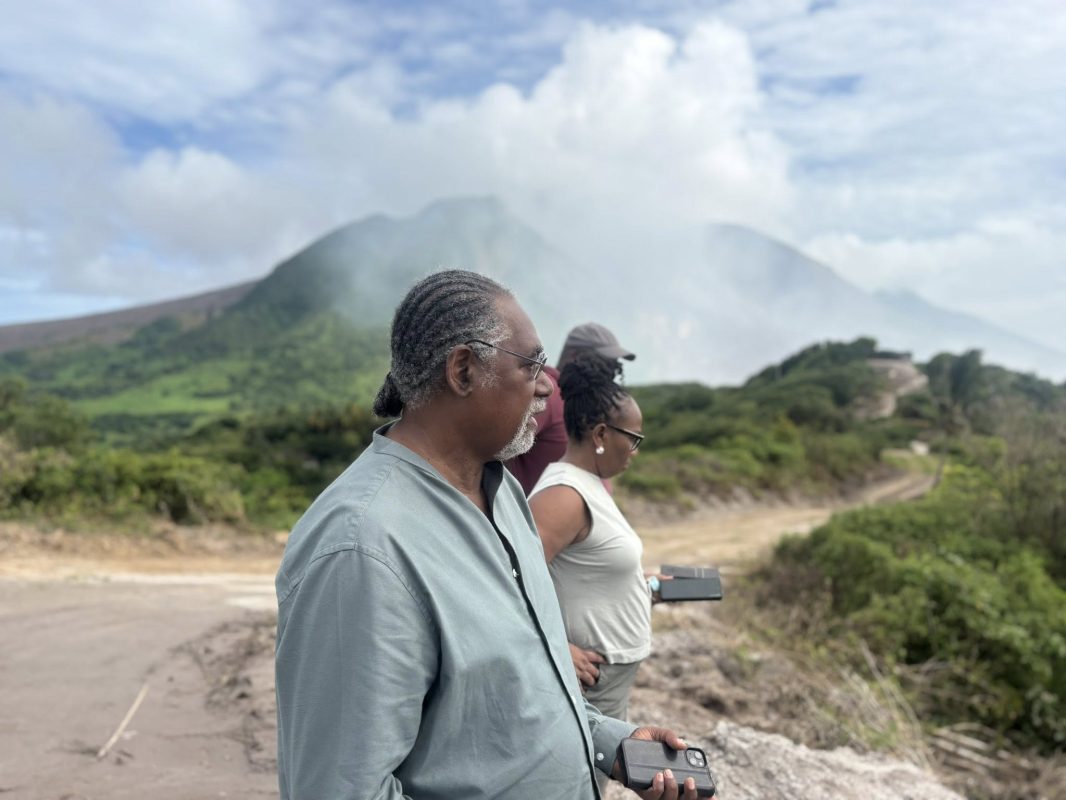 Looking West towards Plymouth from St Georges Hill with Soufriere Hills in the background.