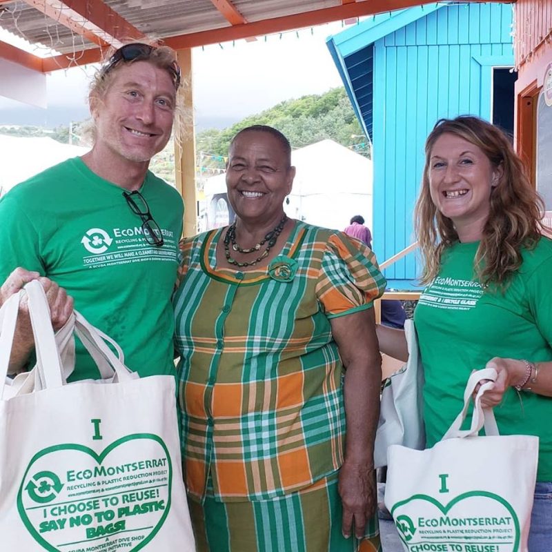 Andrew Myers, Lydia Ryan and Emmy Aston during the Montserrat Carnival 2019.