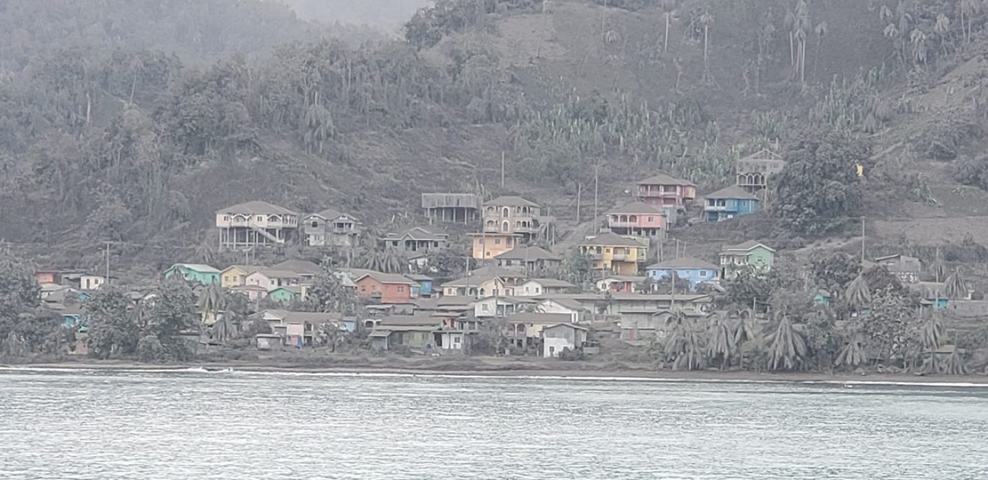 Heavy Ash fall blankets the village of Fitz Hughes in St. Vincent (NEMO Photo)