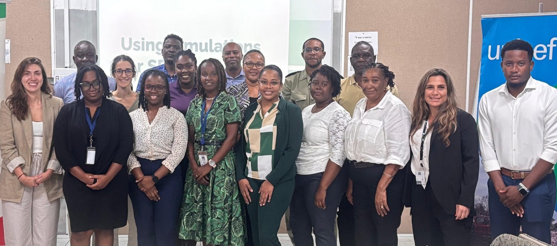 UNICEF CDEMA Child in disaster simulation exercise took place at the DMCA office in Yellow Hill.