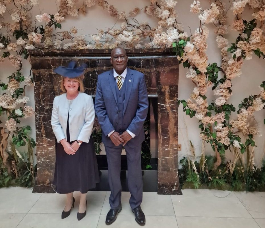 Governor Sarah Tucker and Premier Joseph Farrell at the Coronation ceremony for King Charles III