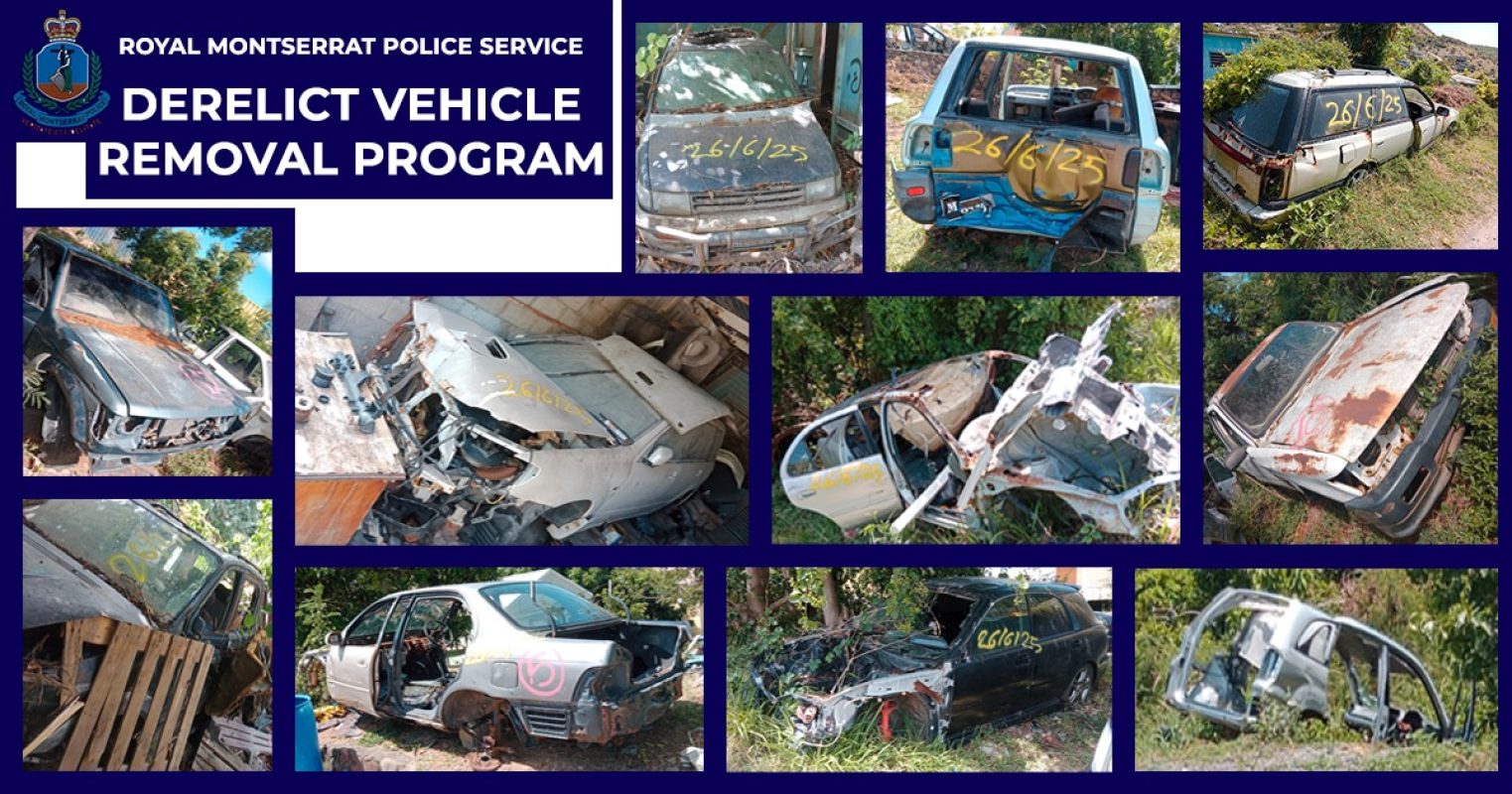 Derelict vehicles tagged by the Royal Montserrat Police Service (RMPS Photo)