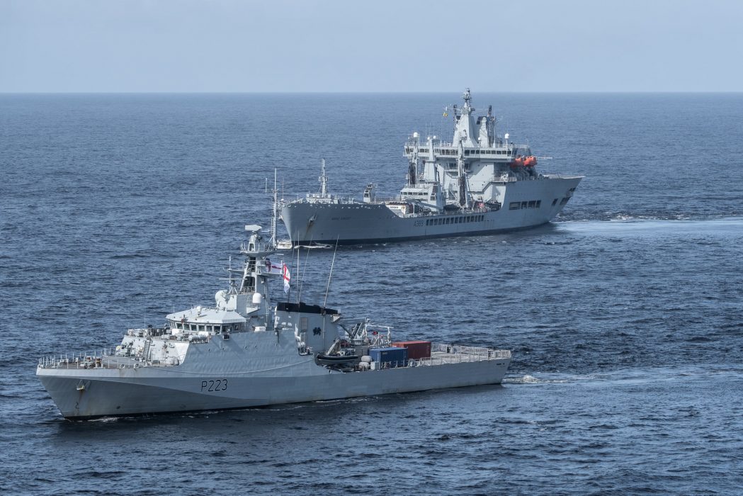 Royal Navy Task Group - HMS Medway (front), RFA Wave Knight (back)