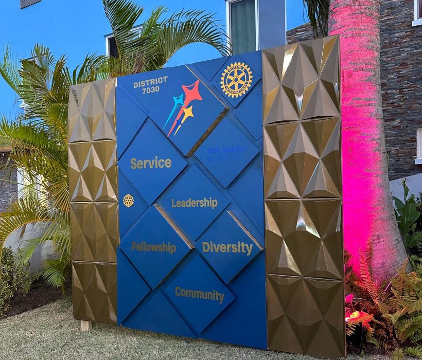 Decor by Cateleya Designs for Rotary Club installation ceremony on July 7, 2024 (Lorraine Lewis Photo)