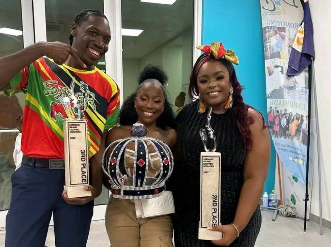 (Left to right) Drewzy of St Kitts - 2nd runner-up, Ge'Eve of Antigua and Barbuda - winner, and Roxxy of Anguilla - 1st runner-up. (Roxanne Webster Photo)