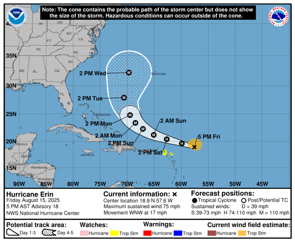 Hurricane Erin at 5pm