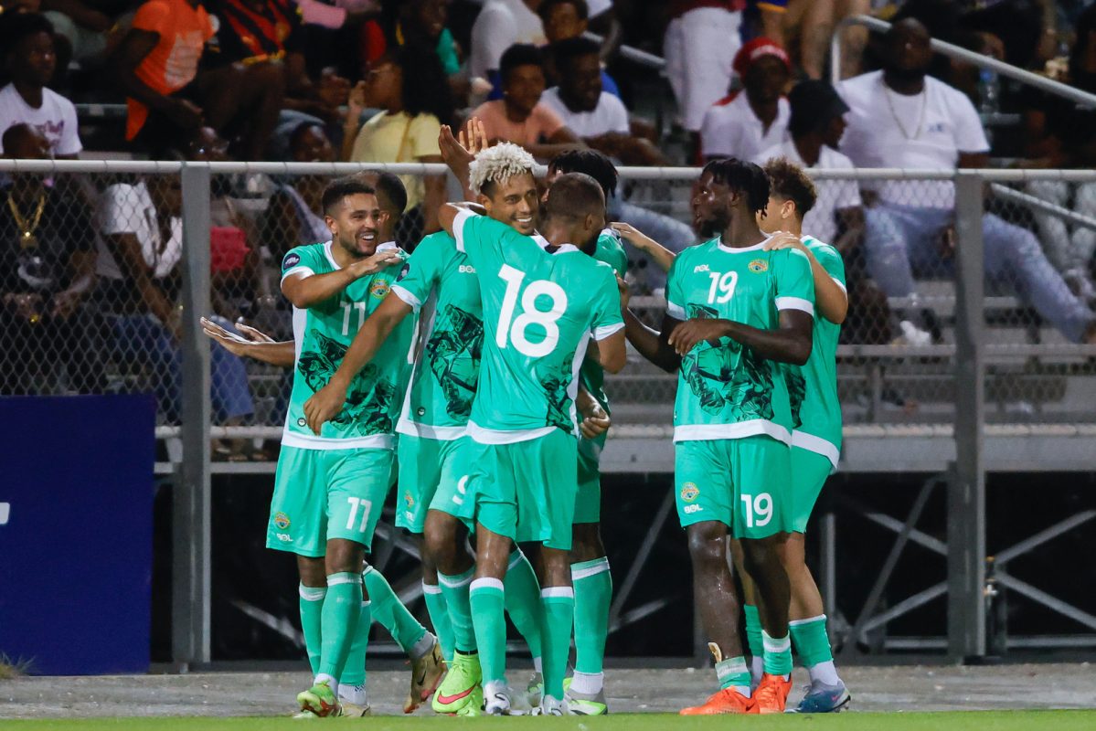 Emerald Boys celebrate at Lyle Taylor serves up another goal (September 2023)