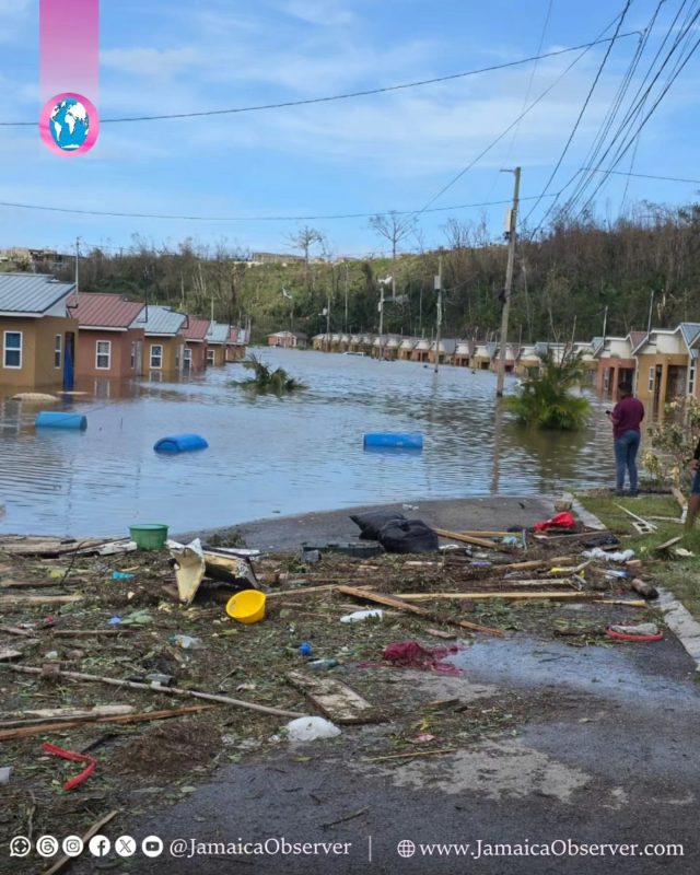 Jamaica Observer photo of damage from Hurricane Melissa in Black River, St. Elizabeth.