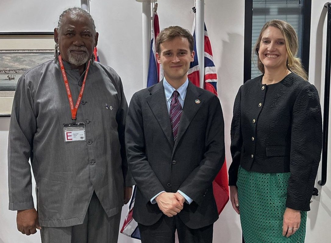 Minister Keir Mather - Department for Transport with Premier Reuben T. Meade and Governor Harriet Cross.