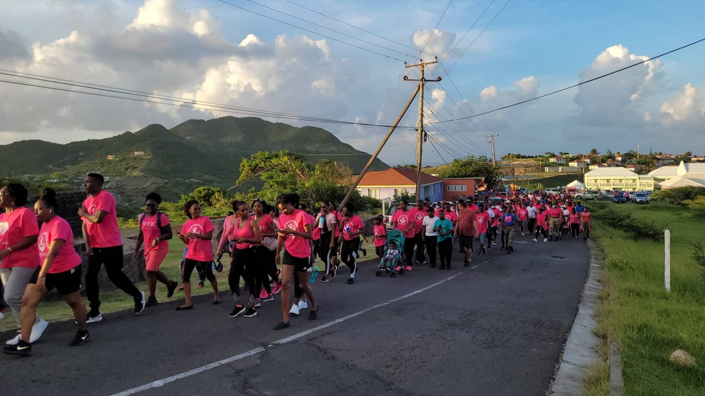 Almost 300 people turned out for the annual Pink Ribbon Charity Walk on Saturday, October 8, 2022, including Governor Sarah Tucker and her husband, Premier Joseph Farrell, and Minister of Health Charles T. Kirnon. (PRC Photo)