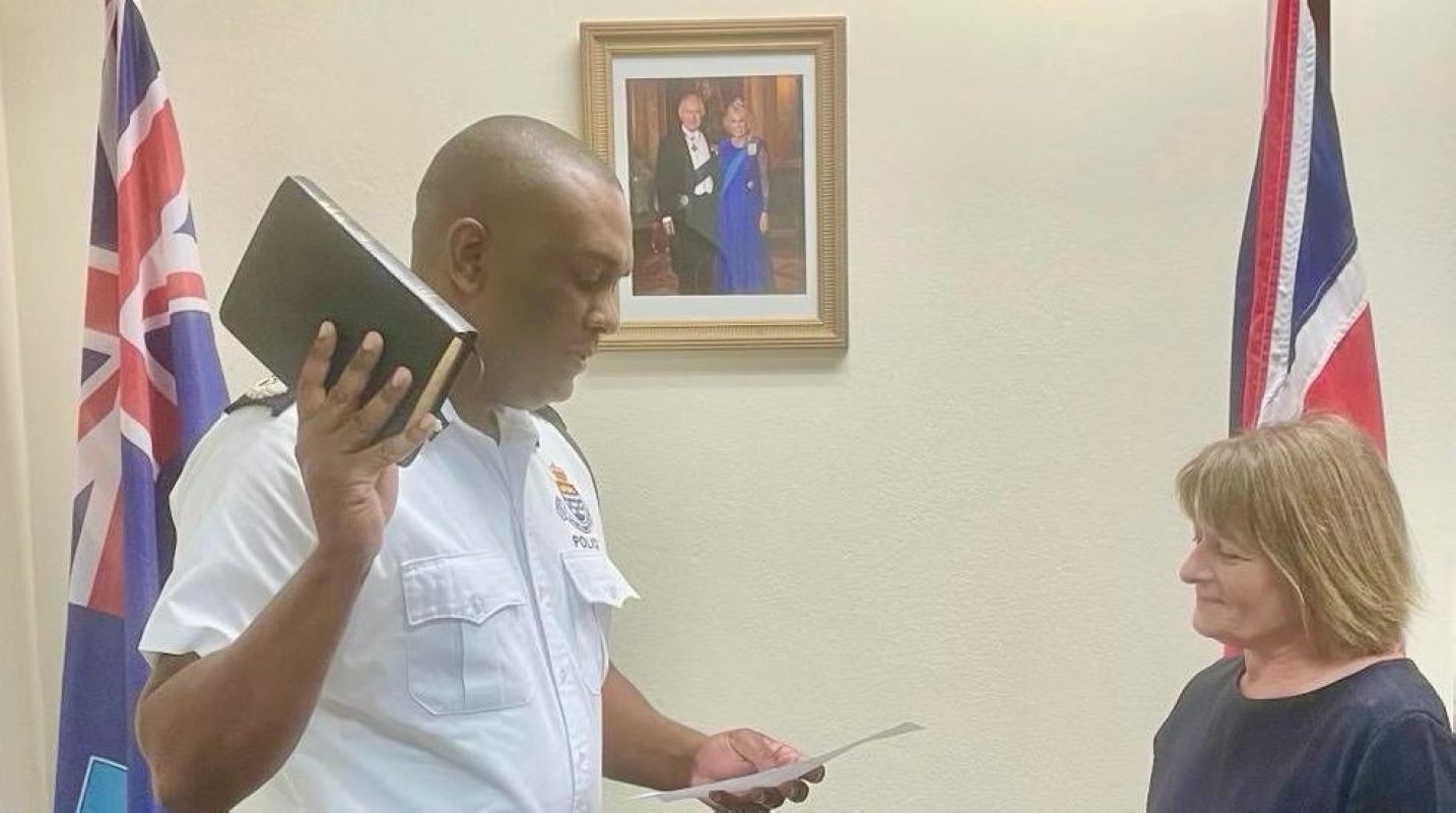 Roje Williams being sworn in as RMPS Ag Commissioner