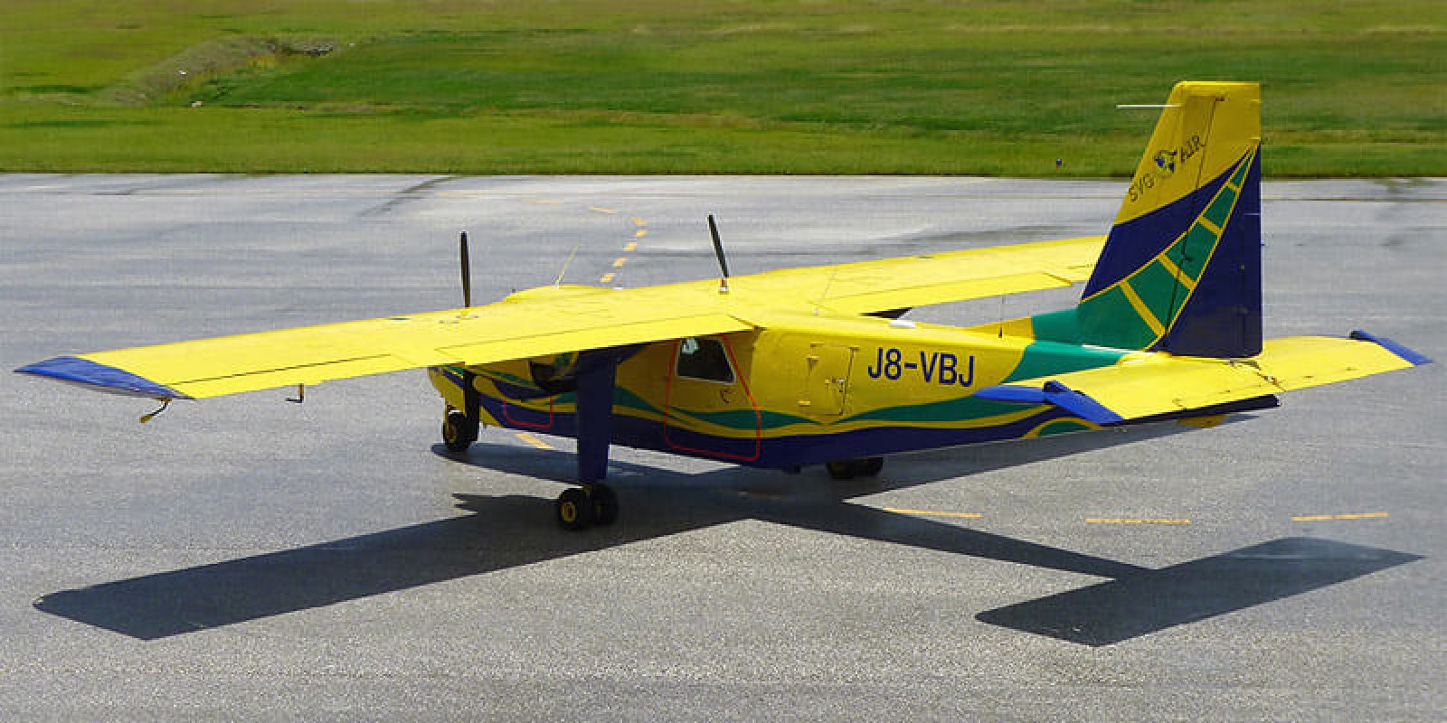 Yvan Greenaway of SVG Air on the runway at the John A. Osborne Airport on Montserrat