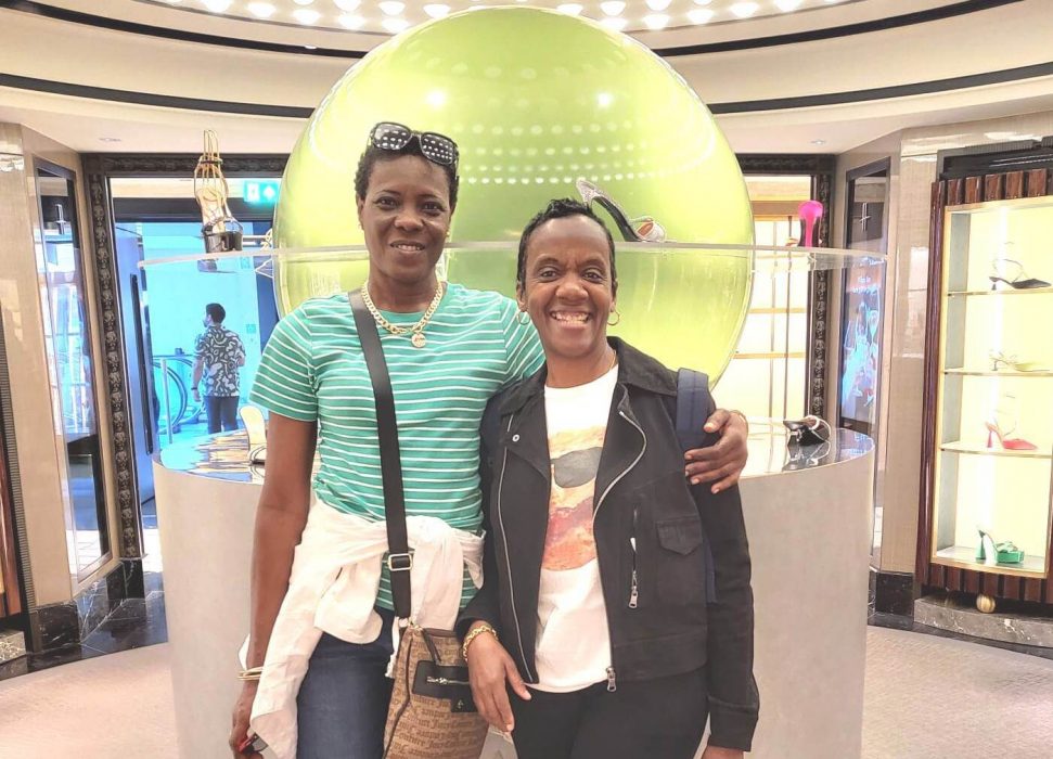 Dorlene Brown, left, and Jay Shaw in London in July 2023. The sisters met in person for the first time. (Family Photo)